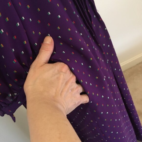 Vintage 1980s Samuel Blue Pleated Bodice Midi Dress size 8‎ - Picture 9 of 13